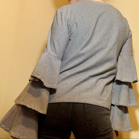 Belle + Sky Twist Front Tiered Ruffle Bell Sleeve - Picture 4 of 8